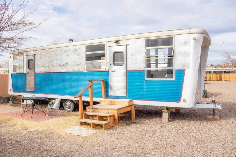 New Mexico airstream rental outside.