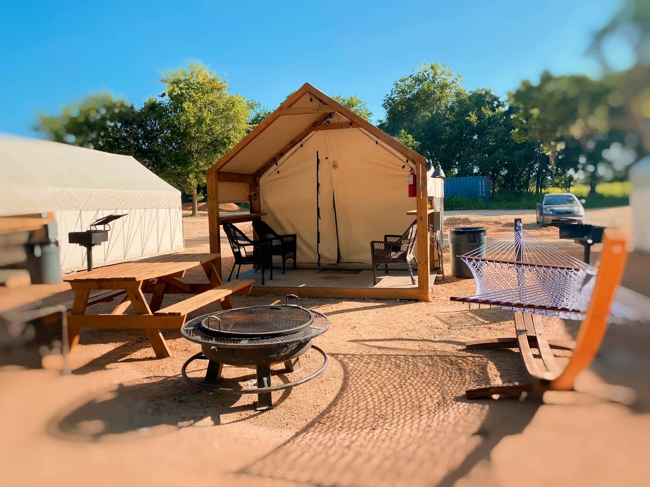 Fun-Filled Glamping Adventure by the San Marcos River: Luxurious Safari Tent near Kingsbury, Texas, Perfect for Families