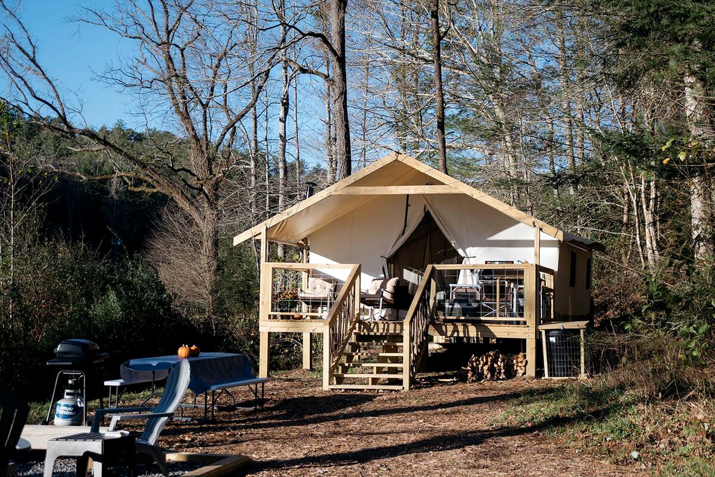 Heated North Carolina Glamping Rental Surrounded by Pisgah National Forest