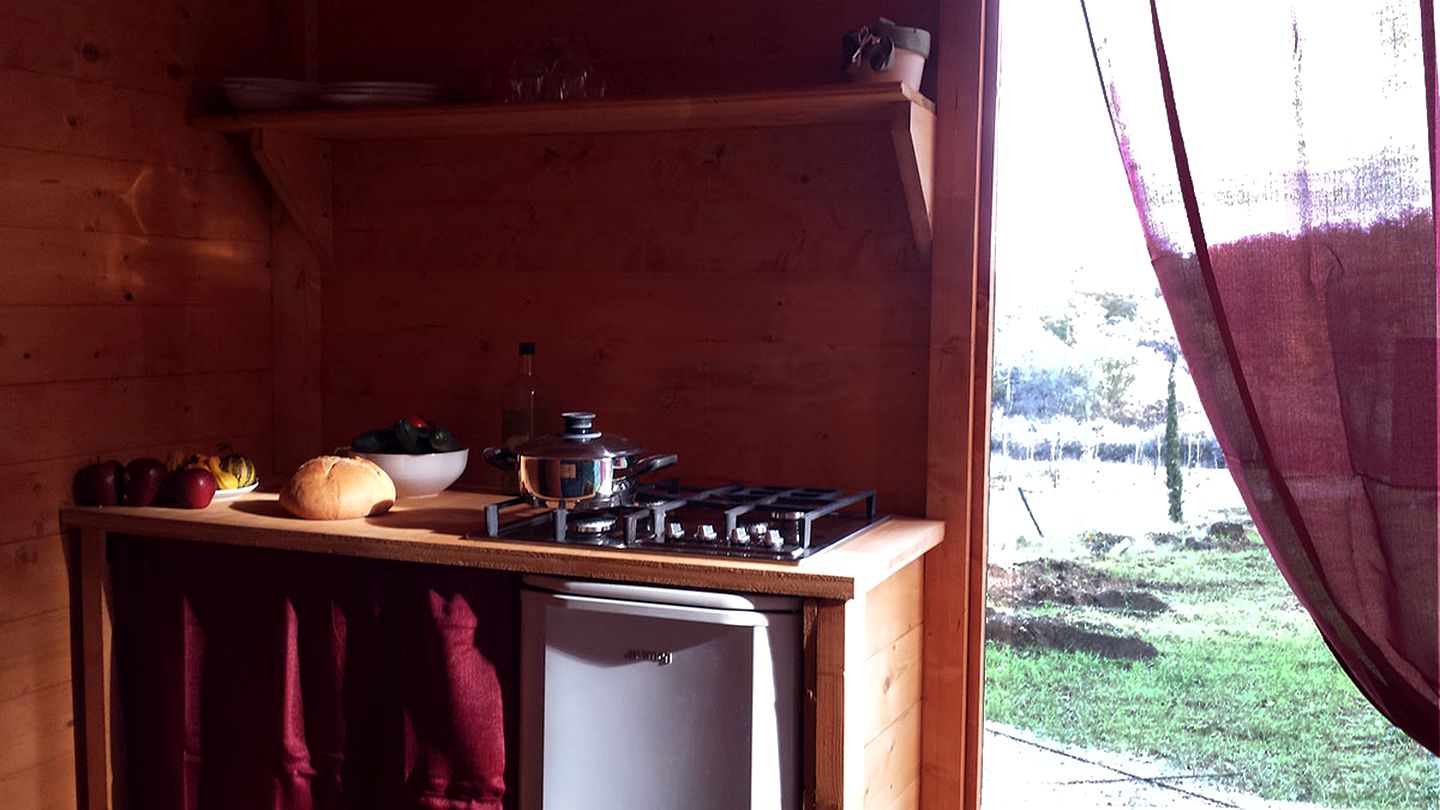 Rustic Camping Cabins for Three with Private Lake in Tuscany