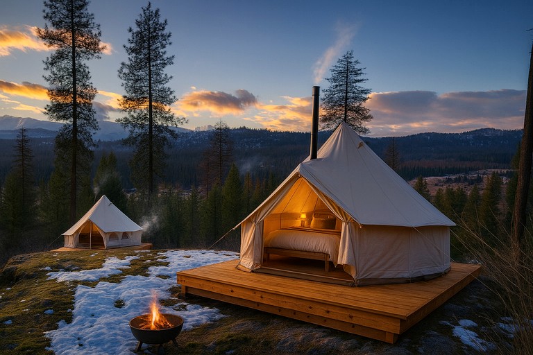 Peaceful Glamping Retreat with Mountain Views & Starry Nights in Sandpoint, Idaho