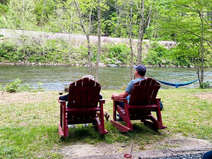 Riverfront Rental with Fire Pit Perfect for Group Glamping near Asheville, North Carolina | Bell Tents (Green Mountain, North Carolina, United States