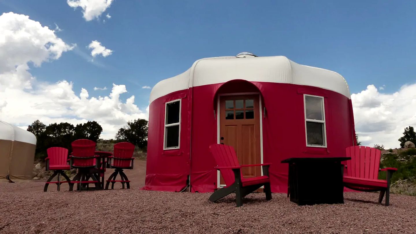 Riverside Yurt Rental with Scenic Views for Luxury Camping in Canon City, Colorado