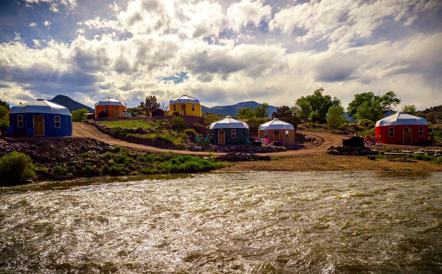 Riverside Yurt Rental with Scenic Views for Luxury Camping in Canon City, Colorado
