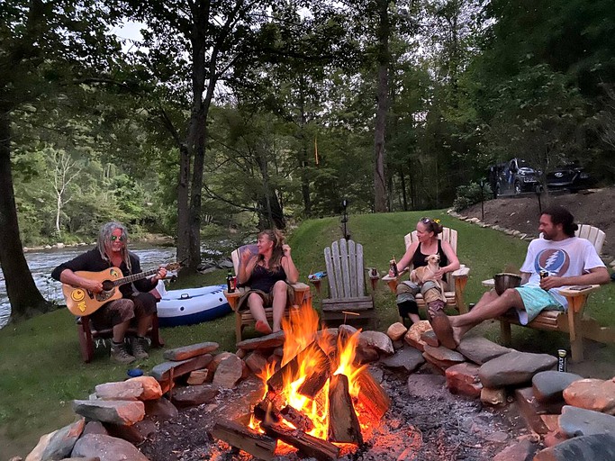 Riverfront Rental with Fire Pit Perfect for Group Glamping near Asheville, North Carolina | Bell Tents (Green Mountain, North Carolina, United States