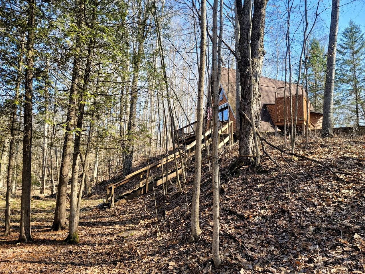 Secluded A-Frame Cabin with Private Riverfront on Little Manistee River near Tustin, Michigan