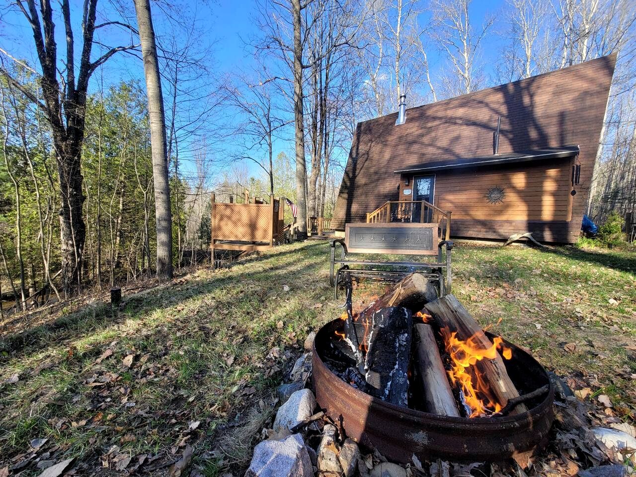 Secluded A-Frame Cabin with Private Riverfront on Little Manistee River near Tustin, Michigan