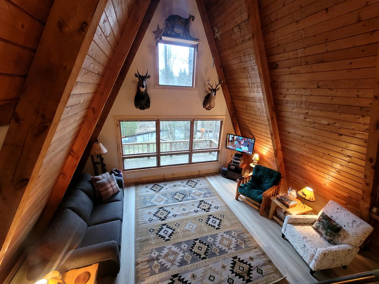 Secluded A-Frame Cabin with Private Riverfront on Little Manistee River near Tustin, Michigan