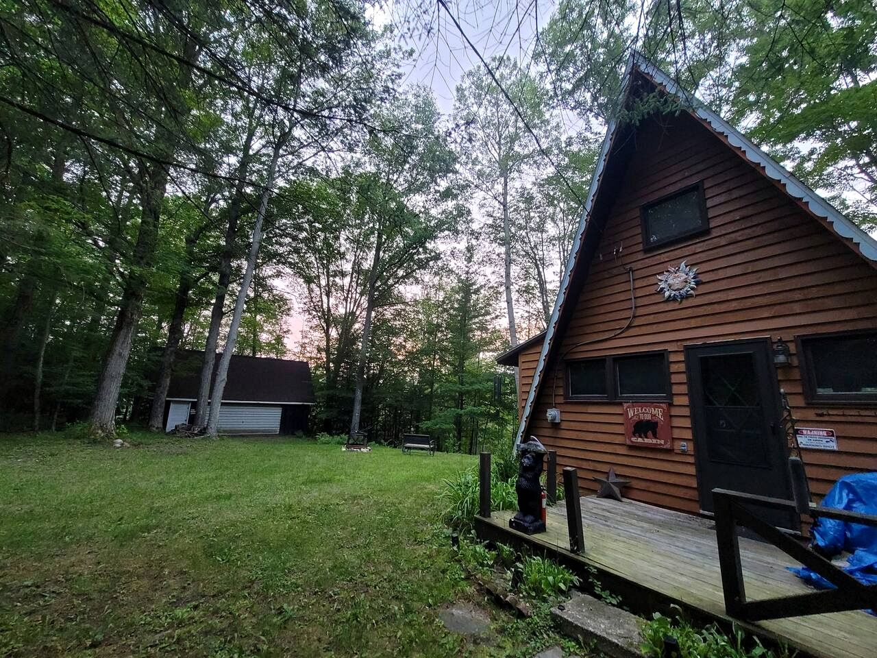 Secluded A-Frame Cabin with Private Riverfront on Little Manistee River near Tustin, Michigan