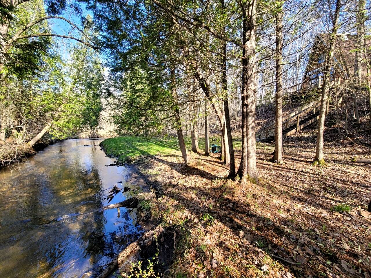 Secluded A-Frame Cabin with Private Riverfront on Little Manistee River near Tustin, Michigan