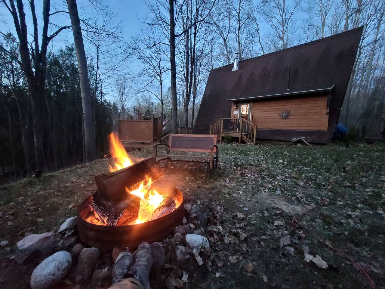Secluded A-Frame Cabin with Private Riverfront on Little Manistee River near Tustin, Michigan