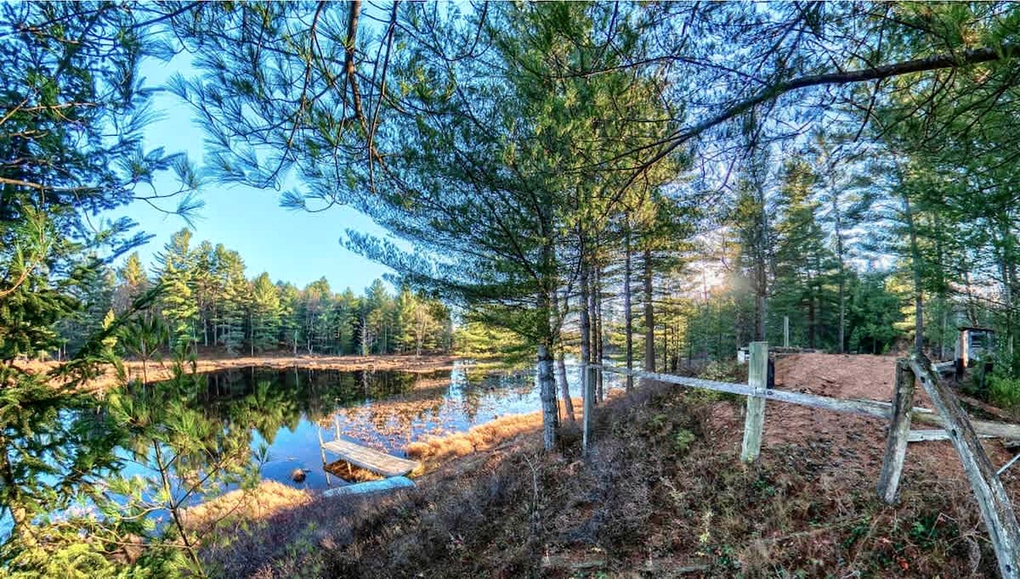 Secluded and Off-Grid, Pet Friendly Cabin on Private Pond in Glenfield, New York