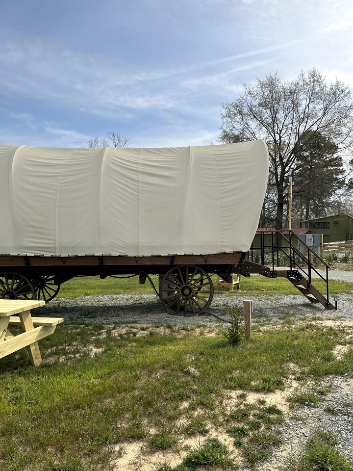 Go Glamping in North Carolina at this Wonderful Riverside Covered Wagon in Lillington