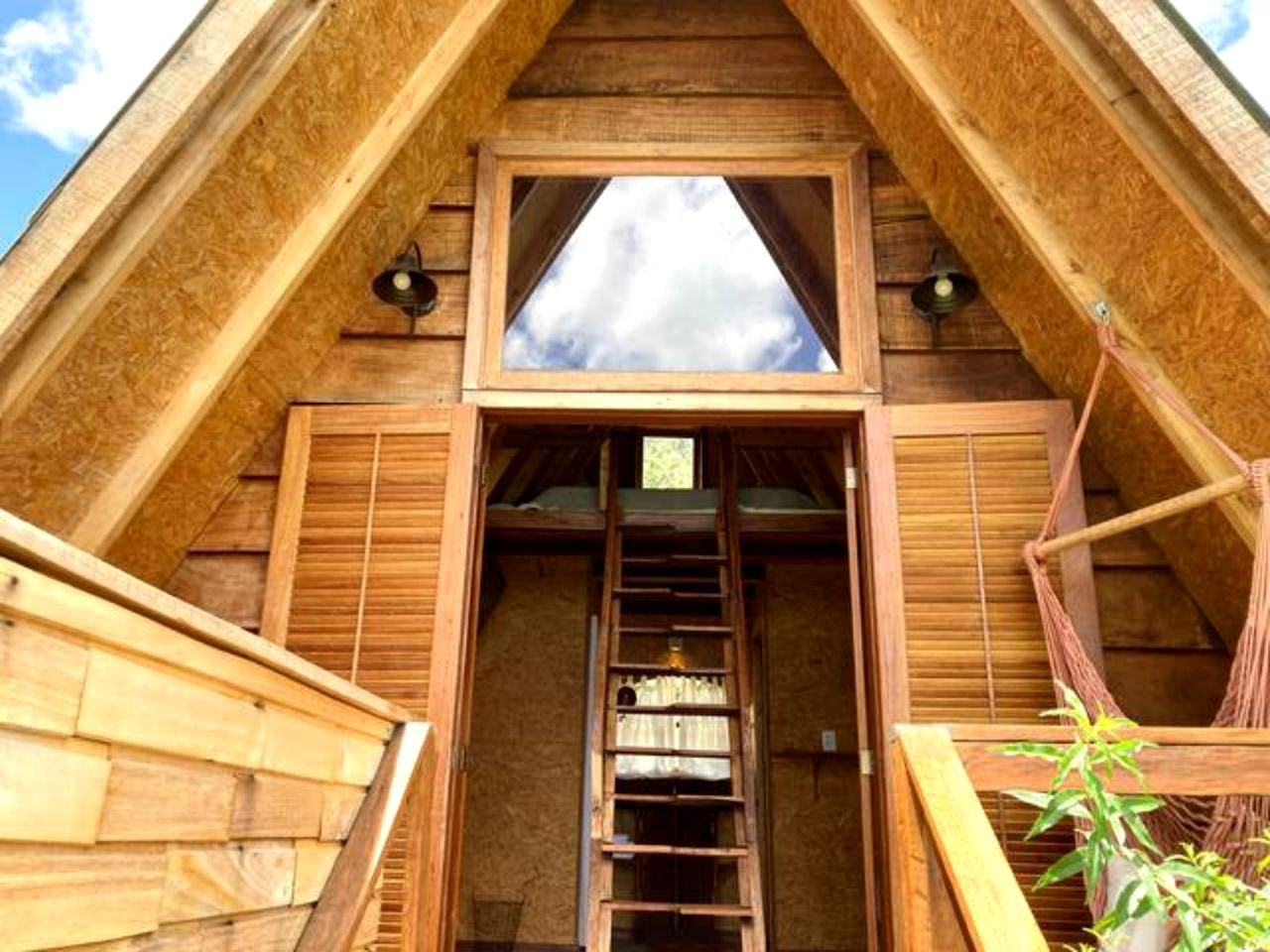 Off-Grid Lofted A-Frames with Outdoor Bath and Nature Views in Brazil