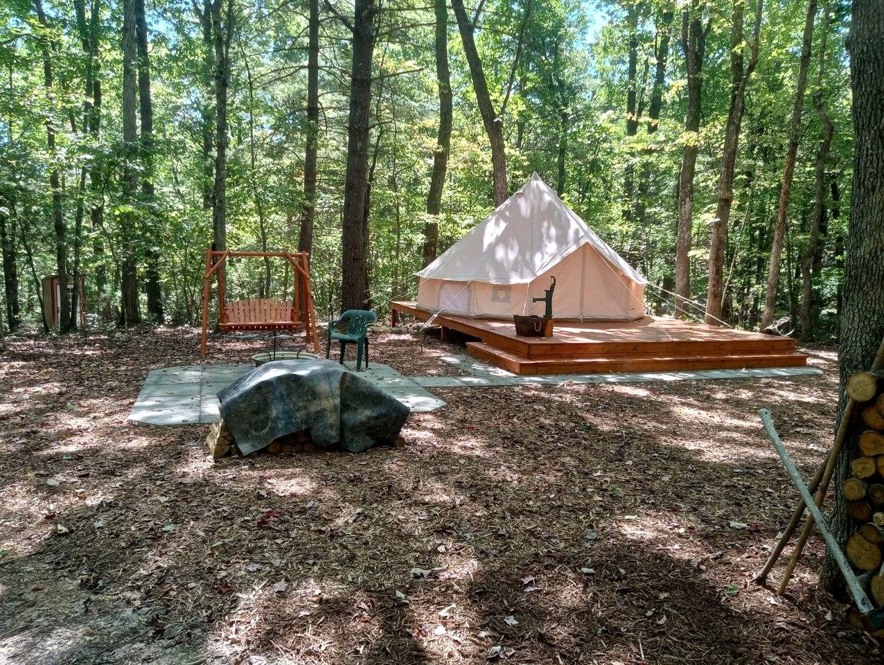 Remote Equipped Bell Tent Surrounded by Nature with Great Hiking Trails in Virginia