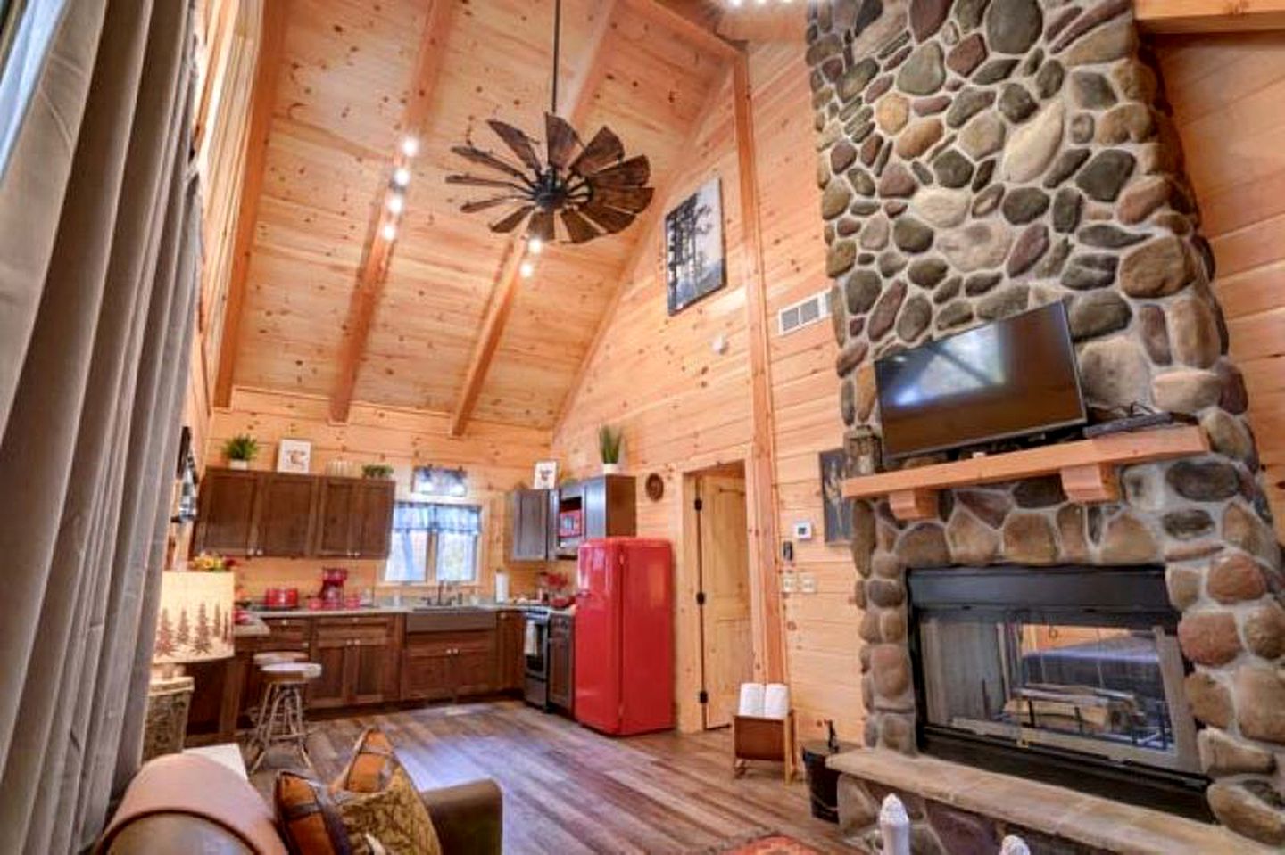 Romantic Getaways to this Rustic Cabin Rental with Stone Fireplace in Logan, Ohio