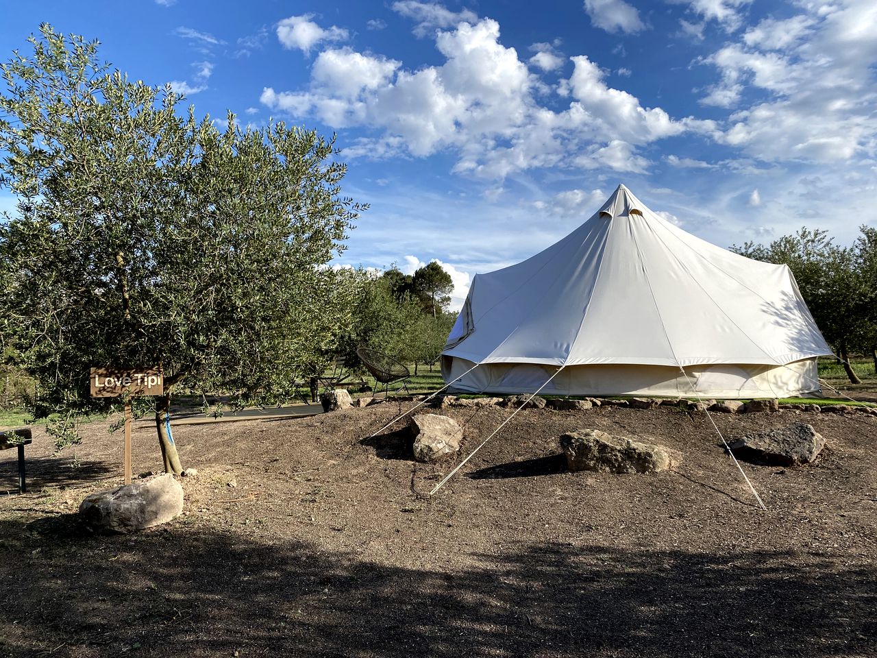 Romantic Intimate Bell Tent Surrounded by Beautiful Landscape in Spain