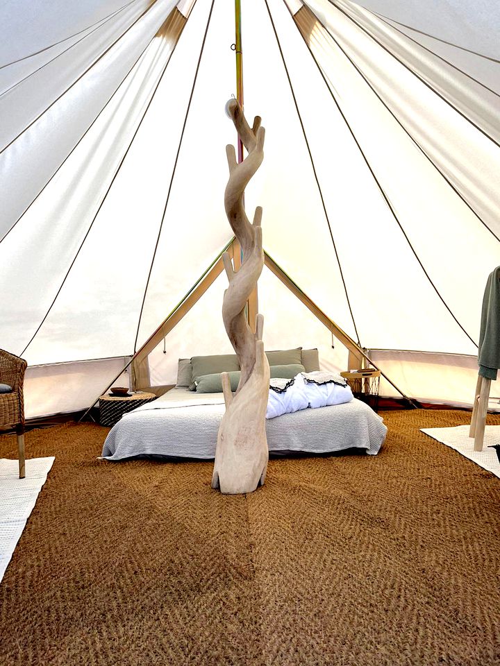 Romantic Intimate Bell Tent Surrounded by Beautiful Landscape in Spain