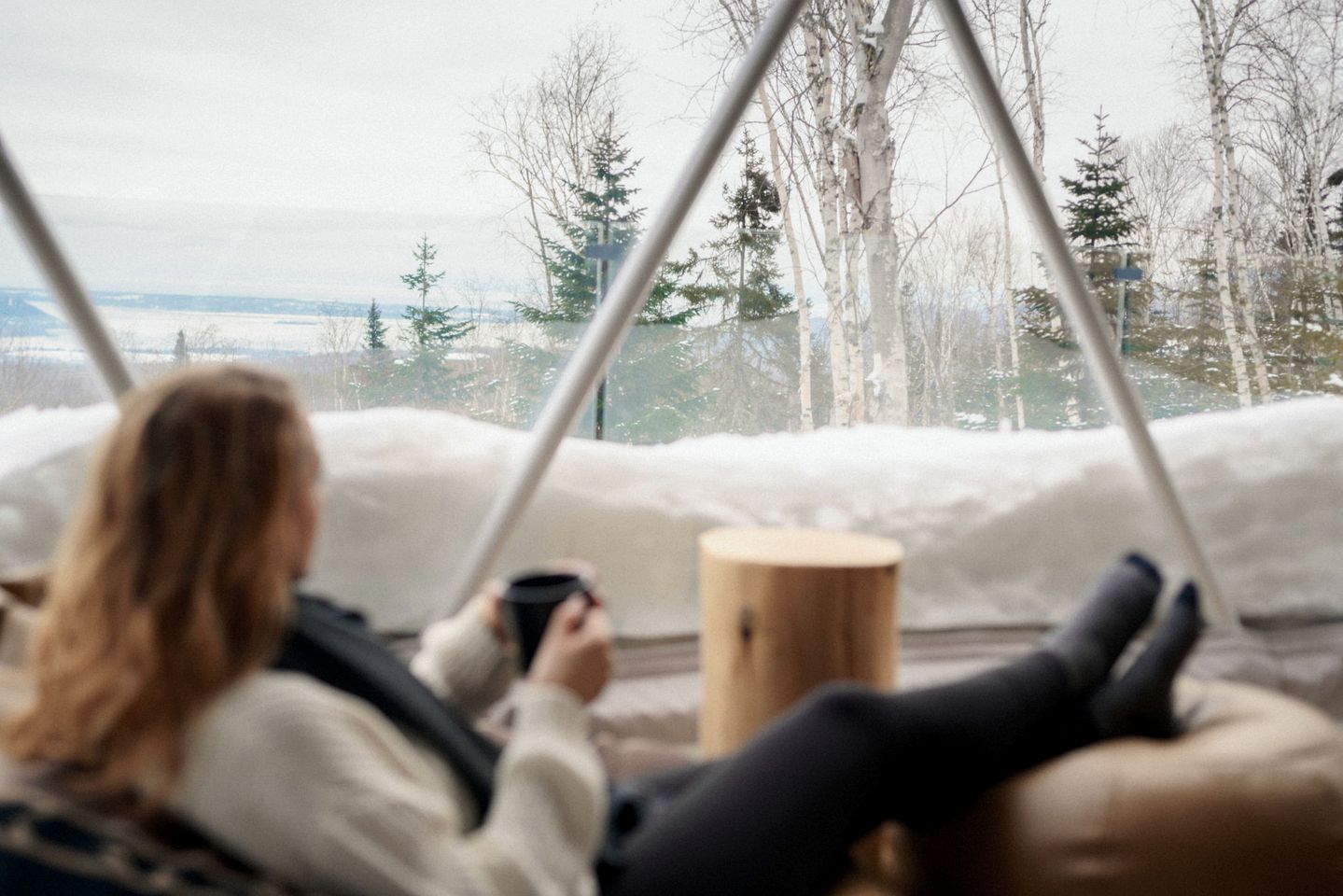 Gorgeous Modern Dome with Breathtaking Views and a Wood-Burning Fireplace for an Unforgettable Escape near Baie-Saint-Paul, Quebec