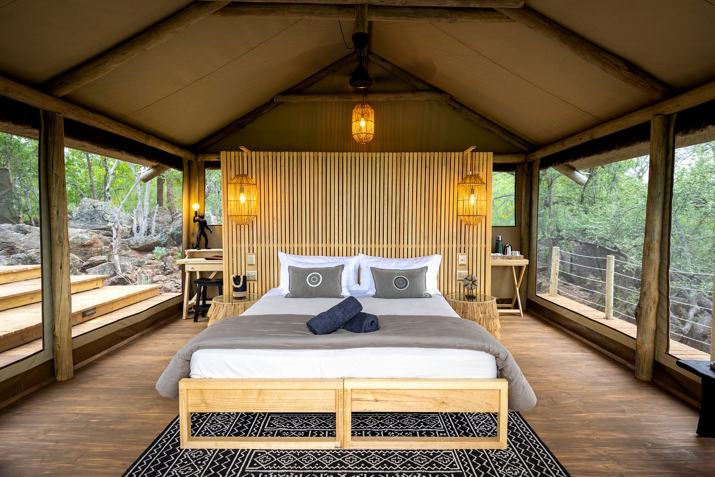 Luxury Safari Tent with Magnificent Exterior and Interior in South Africa