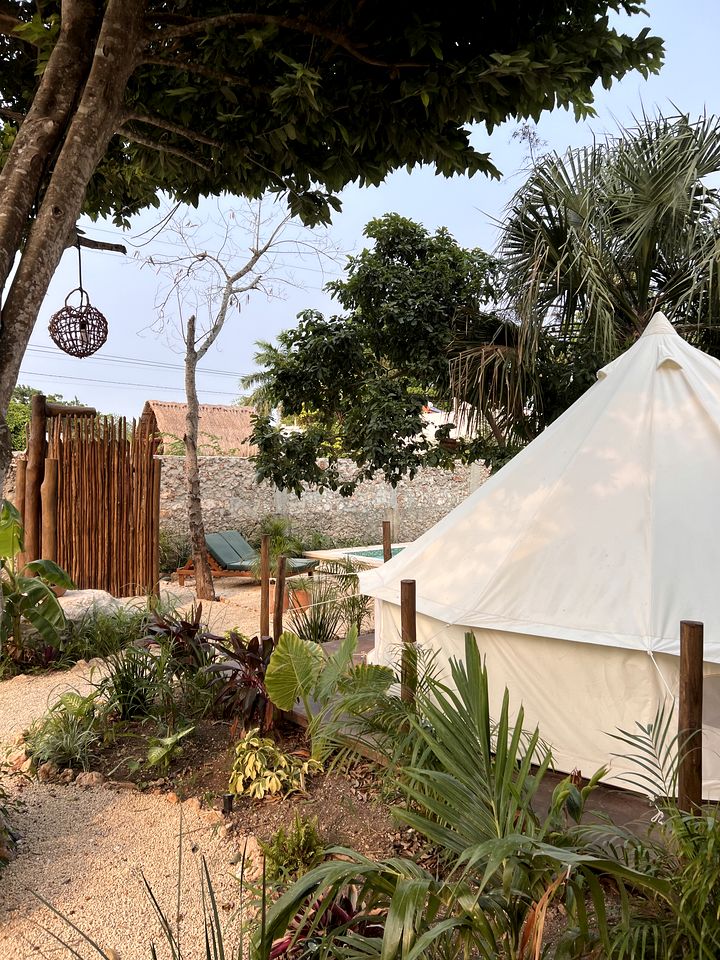 Lovely Bell Tents with Outdoor Pool in Mexico