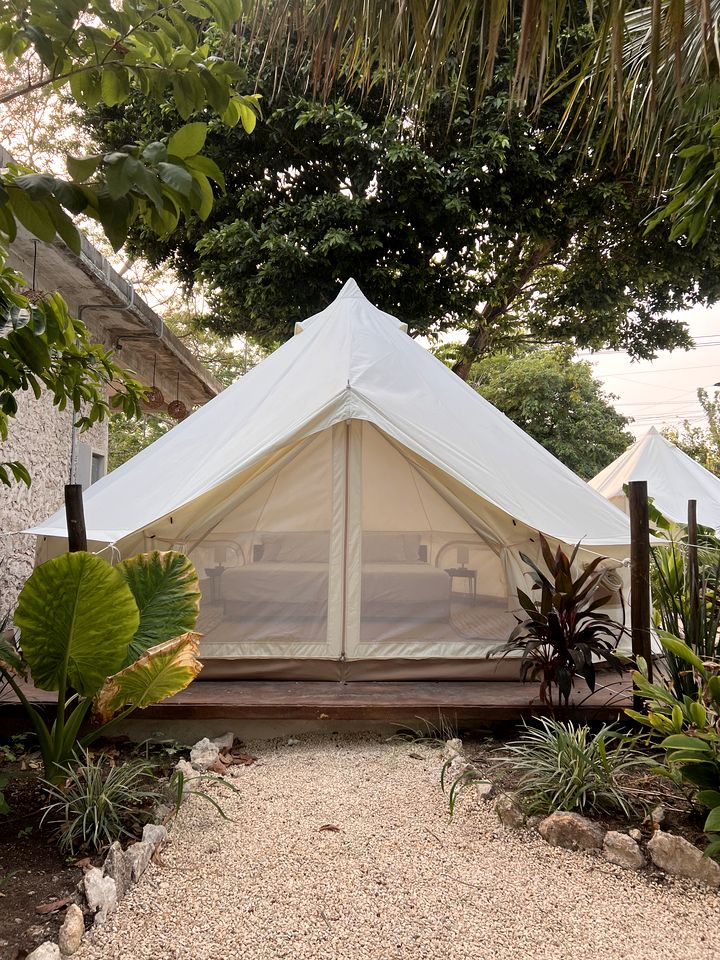 Lovely Bell Tents with Outdoor Pool in Mexico