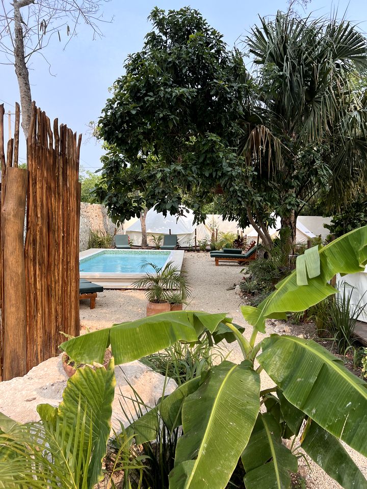Lovely Bell Tents with Outdoor Pool in Mexico