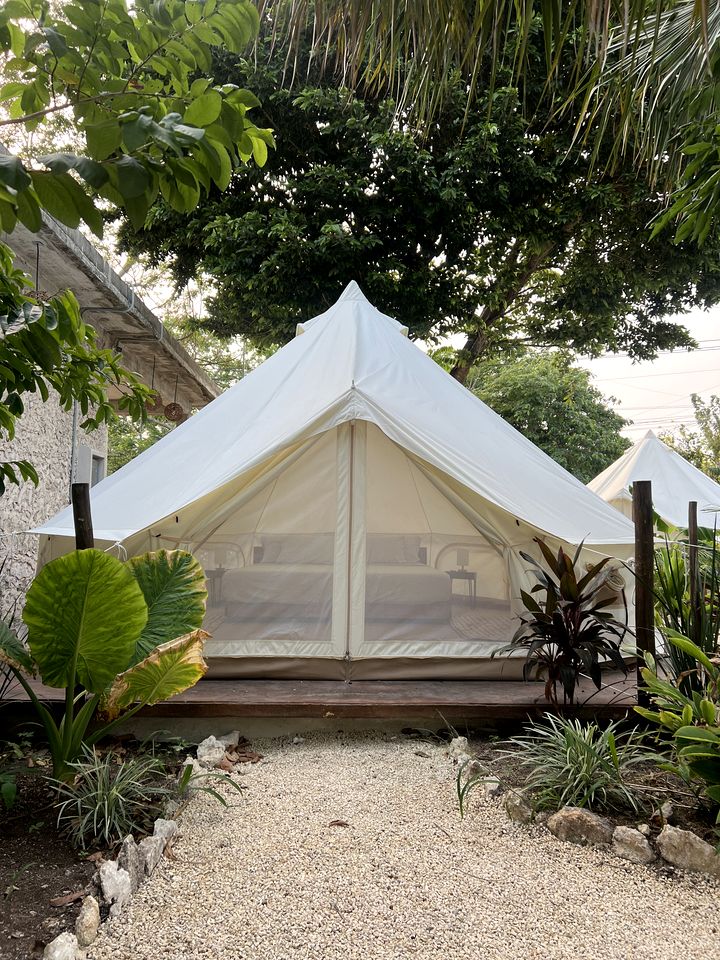 Lovely Bell Tents with Outdoor Pool in Mexico