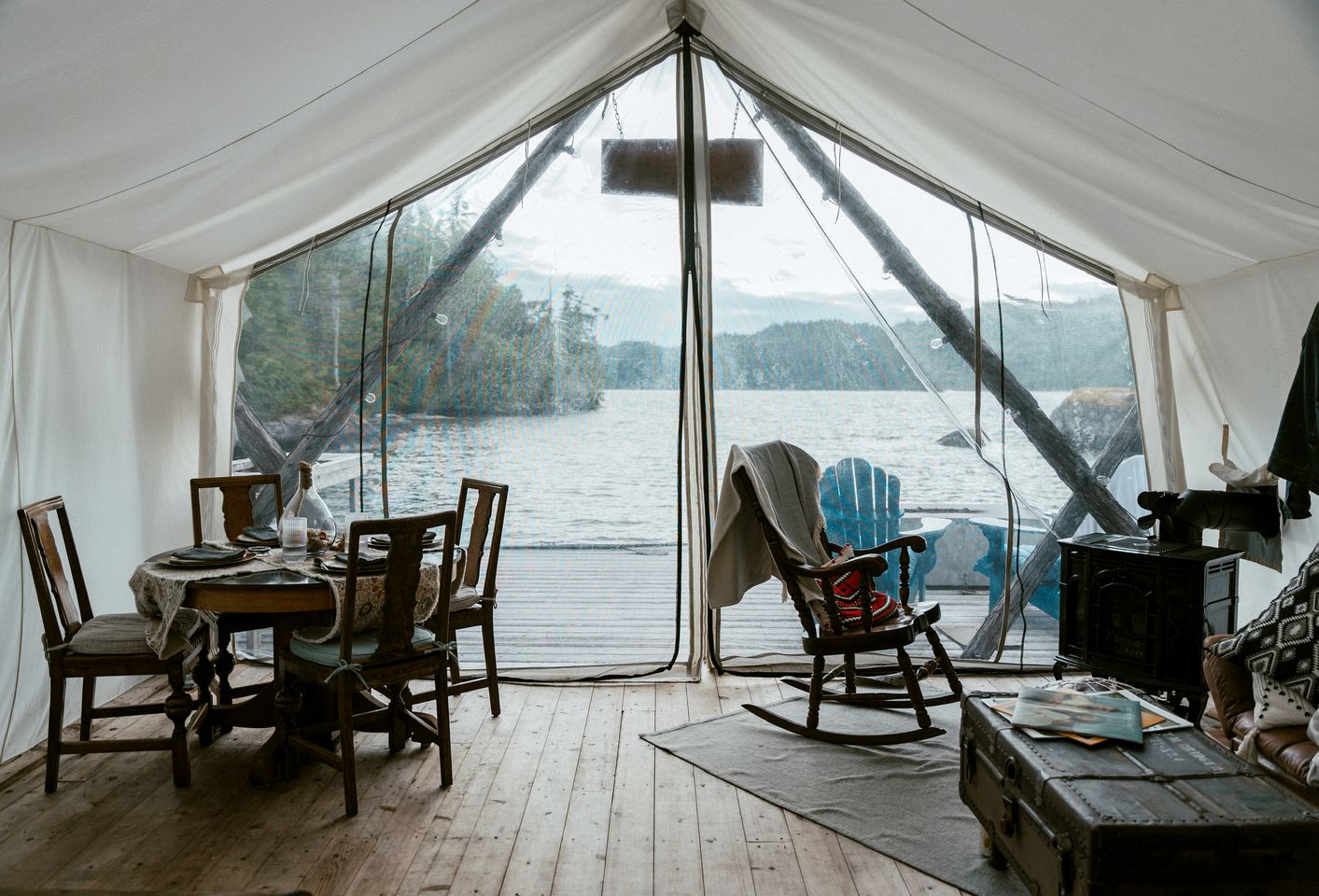 Spectacular Floating Safari Tent Fully Equipped Perfect for a Luxury Getaway in British Columbia