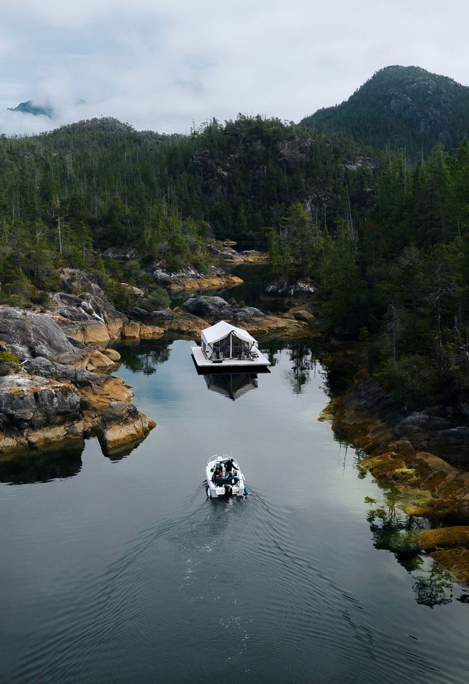 Spectacular Floating Safari Tent Fully Equipped Perfect for a Luxury Getaway in British Columbia