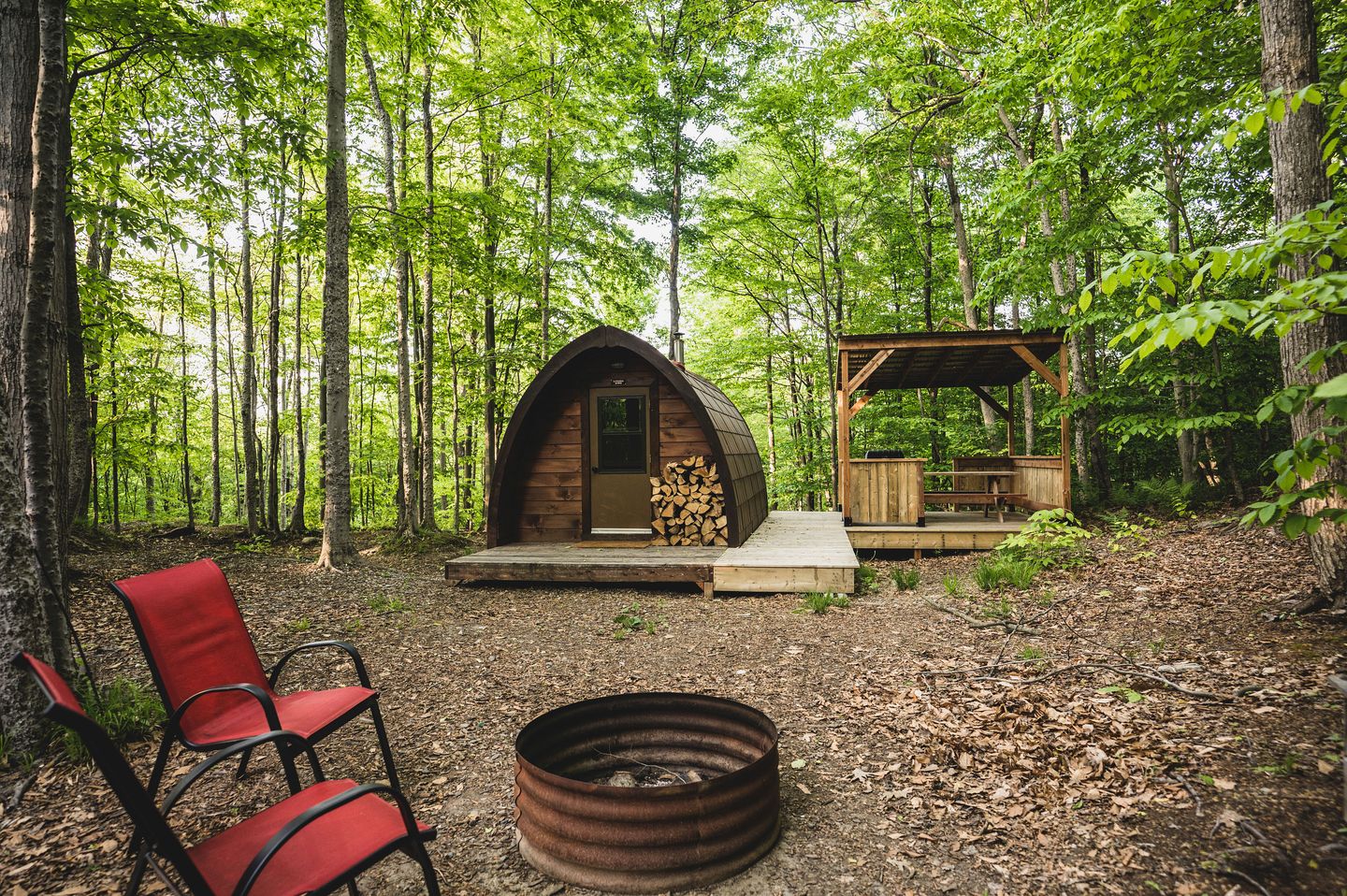 Fantastic Pod with Barbecue Settled Between Trees in Hatley, Quebec
