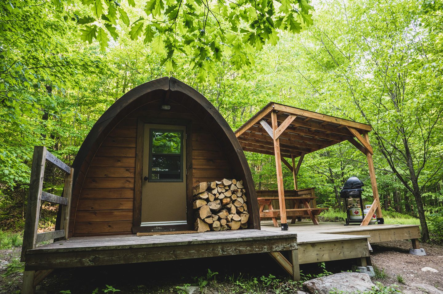 Fantastic Pod with Barbecue Settled Between Trees in Hatley, Quebec