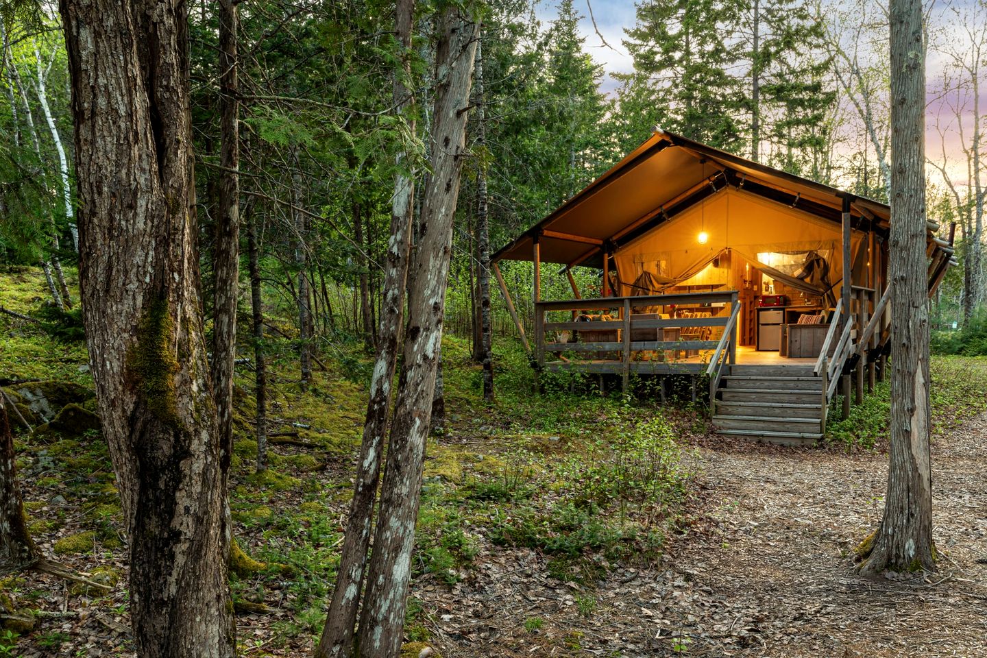 Luxury Glamping Safari Tent on Mount Desert Island, Perfect for a Weekend Getaway