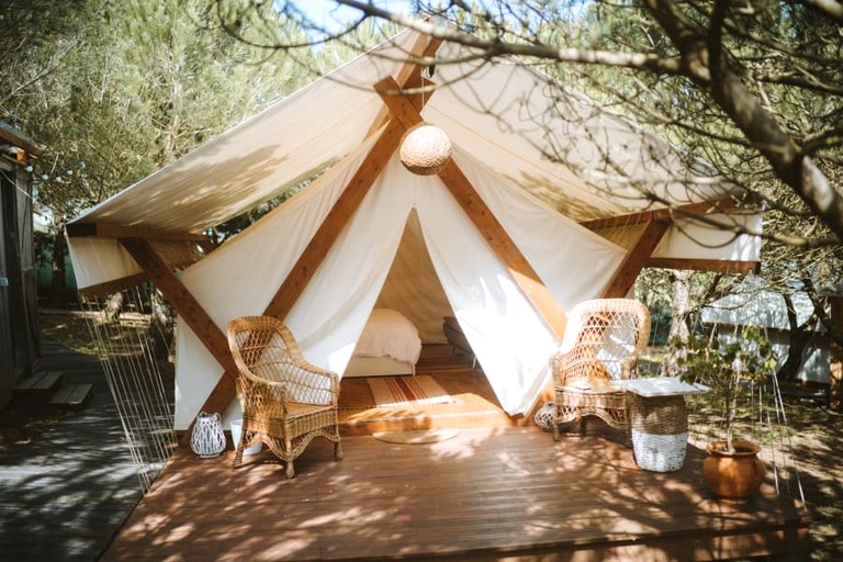 Peaceful Safari Tent with Salt-Water Pool for an Incredible Relaxing Escape in Atalaia, Portugal