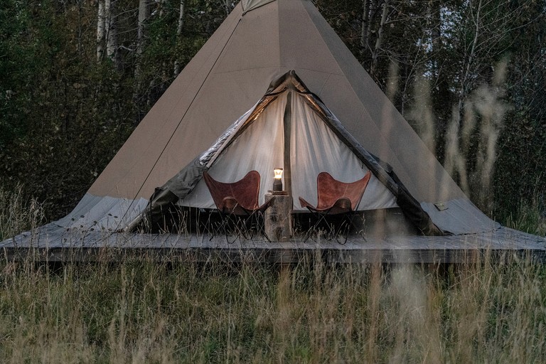 Stunning Tipi Next to the Creek on an Organic Farm for a Peaceful Glamping Getaway in Bozeman, Montana