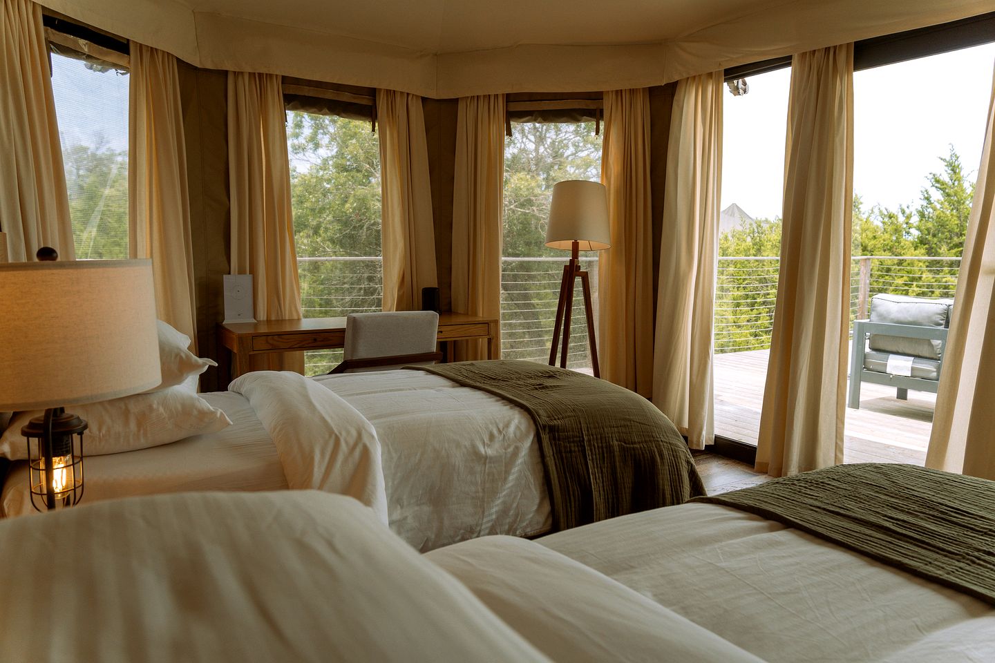 Luxurious Glamping Lodge with Wrap-Around Deck for an Amazing Getaway in Stonewall, Texas