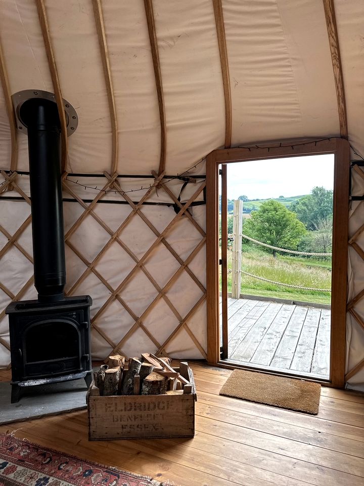 Beautiful Yurt with Spacious Deck and Incredible Views Nestled in the Countryside near Bridport, England