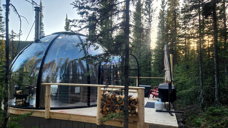 Unique Clear Dome Surrounded by Trees for a Memorable Glamping Experience in Rock Lake Provincial Park, Alberta