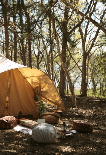 Lakeside Glamping Bell Tent Retreat on Tuttle Creek Lake in Kansas, Perfect for a Weekend of Swimming and Fishing