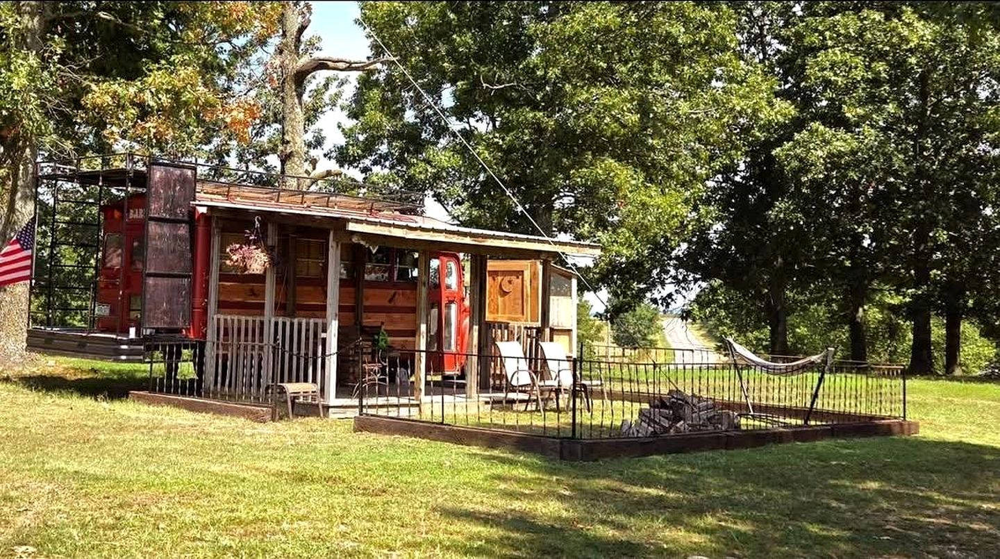 Incredible Converted Bus on a Private Horse Ranch for a Unique Couples Escape in Gainesville, Missouri