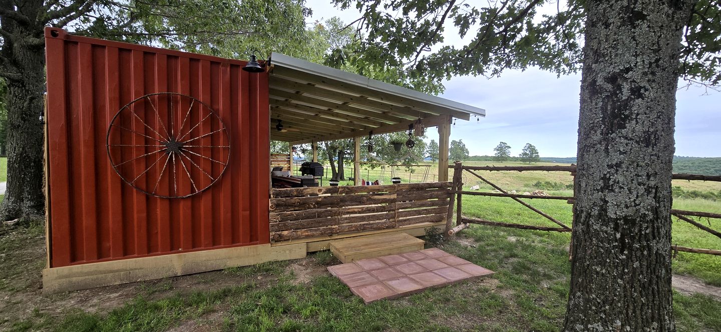 Gorgeous Container for a Romantic Getaway on a Ranch with Incredible Views in Gainesville, Missouri