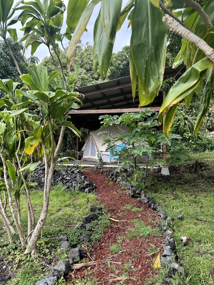 Scenic Oceanfront Glamping with Fire Pit and Tropical Surroundings near Kalapana, Hawaii