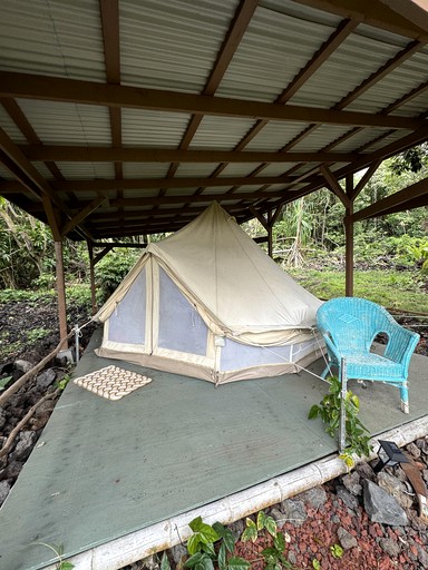 Scenic Oceanfront Glamping with Fire Pit and Tropical Surroundings near Kalapana, Hawaii