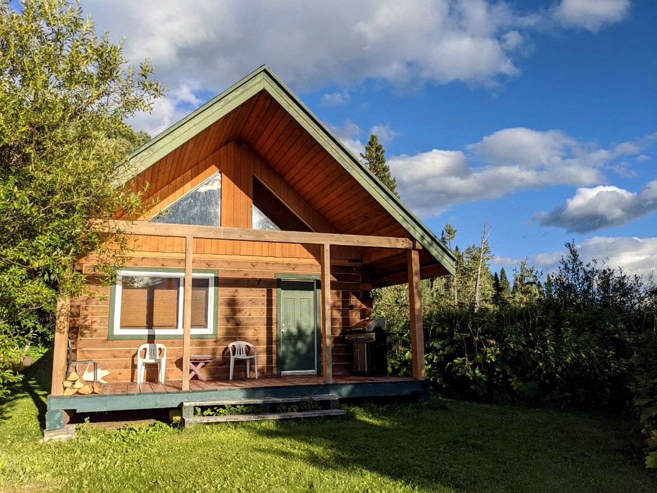 Rustic Cabin with Breathtaking Mountain Views from the Private Deck near Chapman Lake, British Columbia