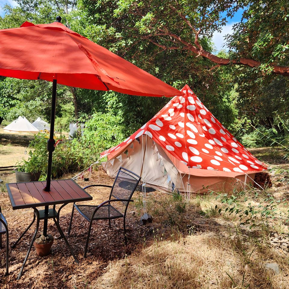 Cozy Off-Grid Bell Tent Glamping Retreat on a Regenerative Farm in Willow Creek, California