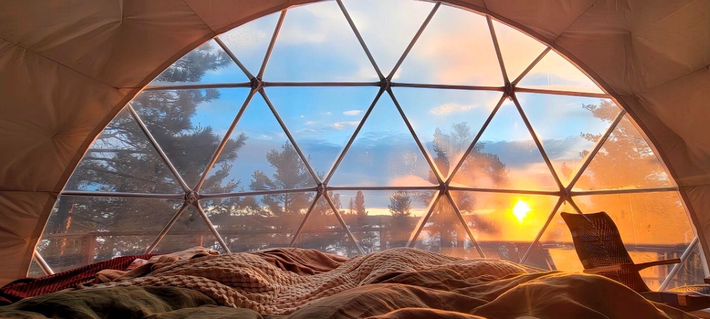 Luxury Treetop Glamping Dome with Private Hot Tub near Crane Lake, Minnesota