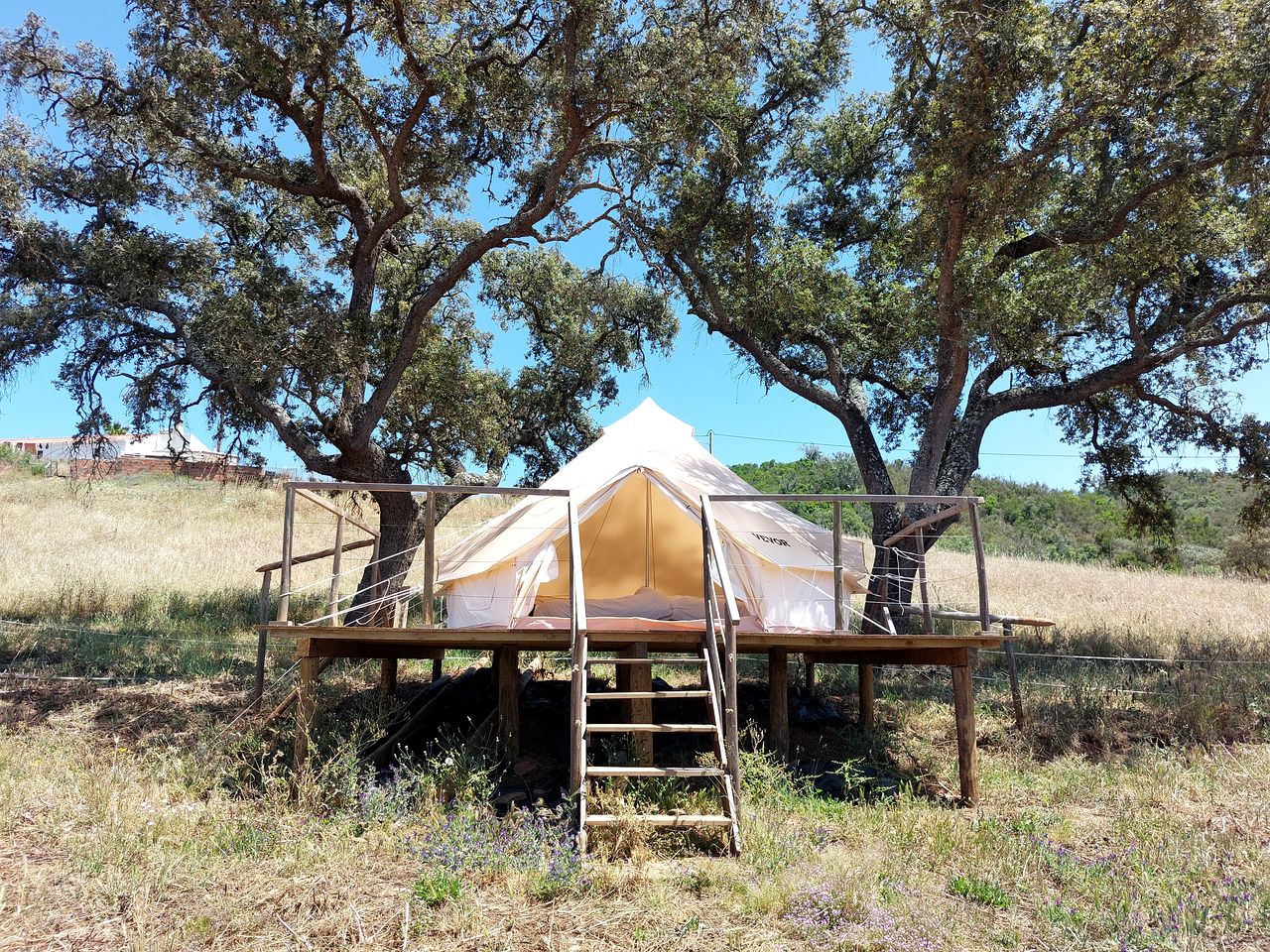 Peaceful Bell Tent on a Serene Farm for a Relaxing Escape in Nature in Beja District, Portugal