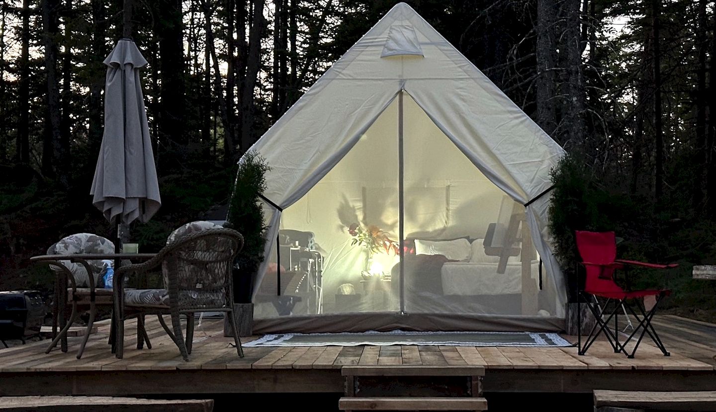 Beautiful Safari Tent with Incredible Views for a Romantic Glamping Getaway near Milford, Nova Scotia