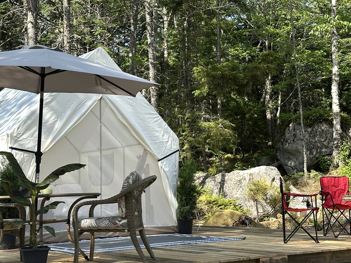 Beautiful Safari Tent with Incredible Views for a Romantic Glamping Getaway near Milford, Nova Scotia