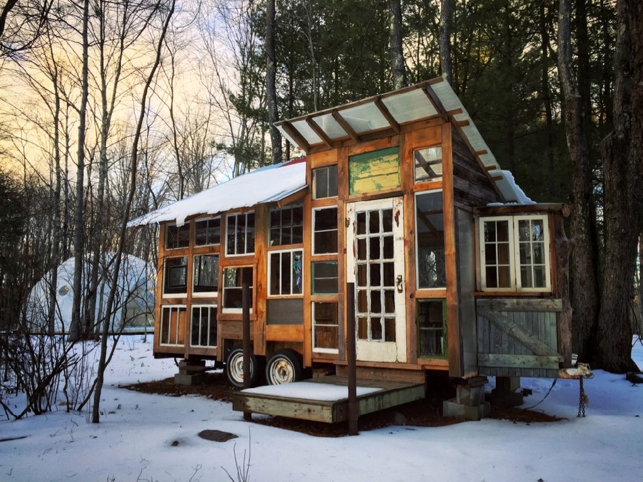 Unique Tiny House Built from Recycled Materials for a One-of-a-Kind Glamping Getaway in Woodridge, New York